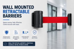 Read more about the article Wall Mounted Retractable Barriers: A Smart Space-Saving Safety Solution by Queue Tech